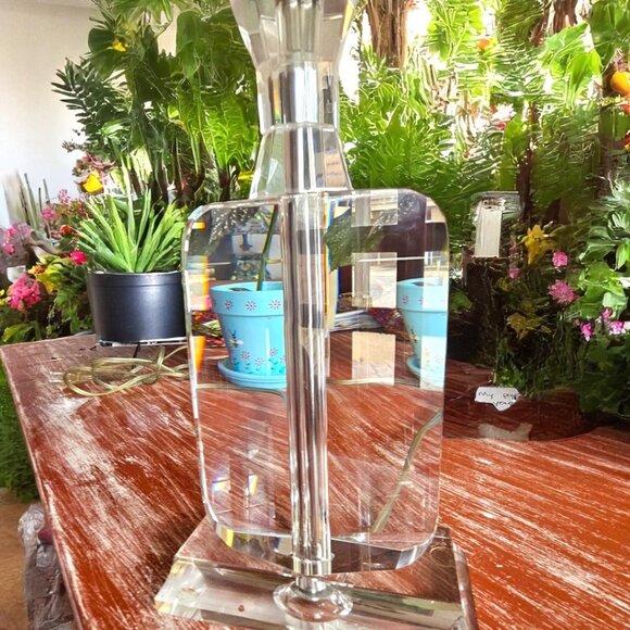 MId-Century Solid Crystal 21" Table Lamp with Shade - Picture 2 of 10